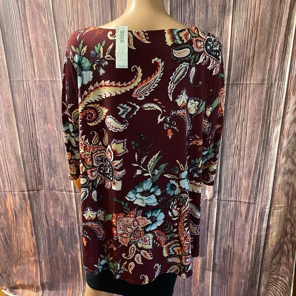 Chico’s size 2 large NWT burgundy maroon purple multi colored floral boho - Picture 7 of 16
